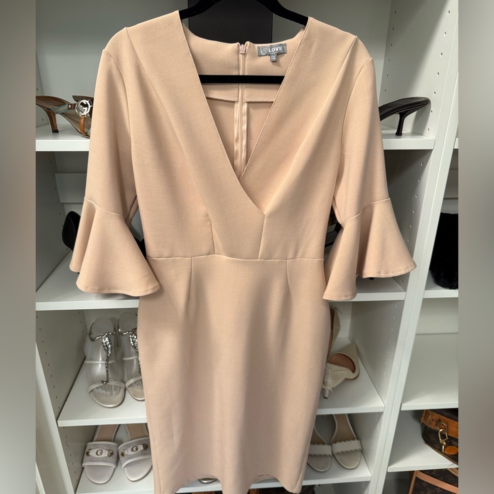 Love Cream Long Sleeve Dress with Ruffle Detail Sz12